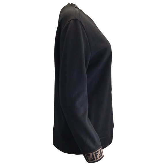 FENDI X KARL LAGERFELD 'KARL MONSTER' BLACK MINK FUR EMBELLISHED LONG SLEEVED CO - Picture 2 of 7